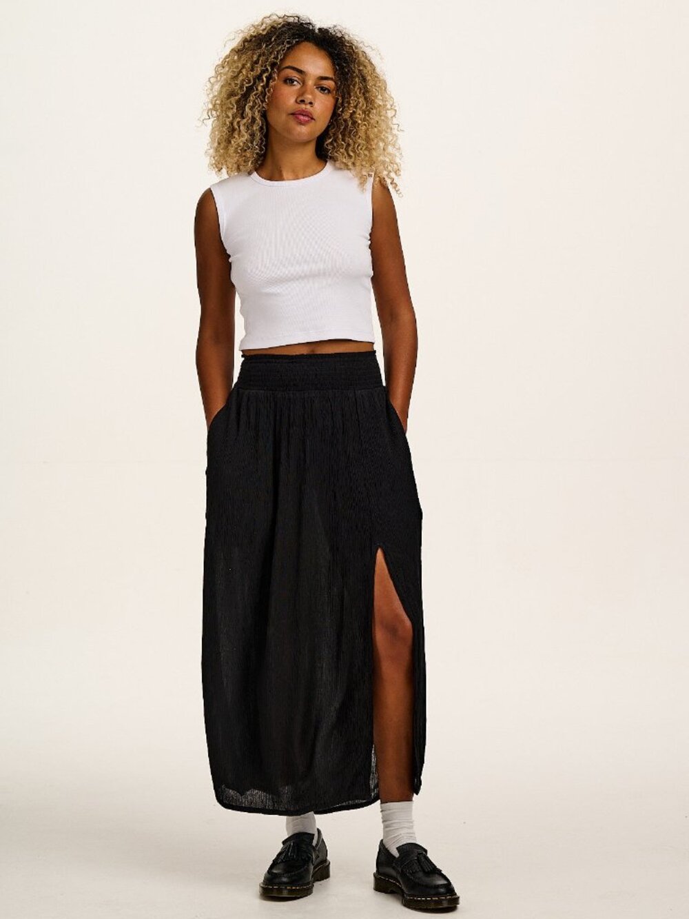 Lucy & Yak Poppy Midi Skirt Black Large UK 16-18 EUC EcoVero Viscose